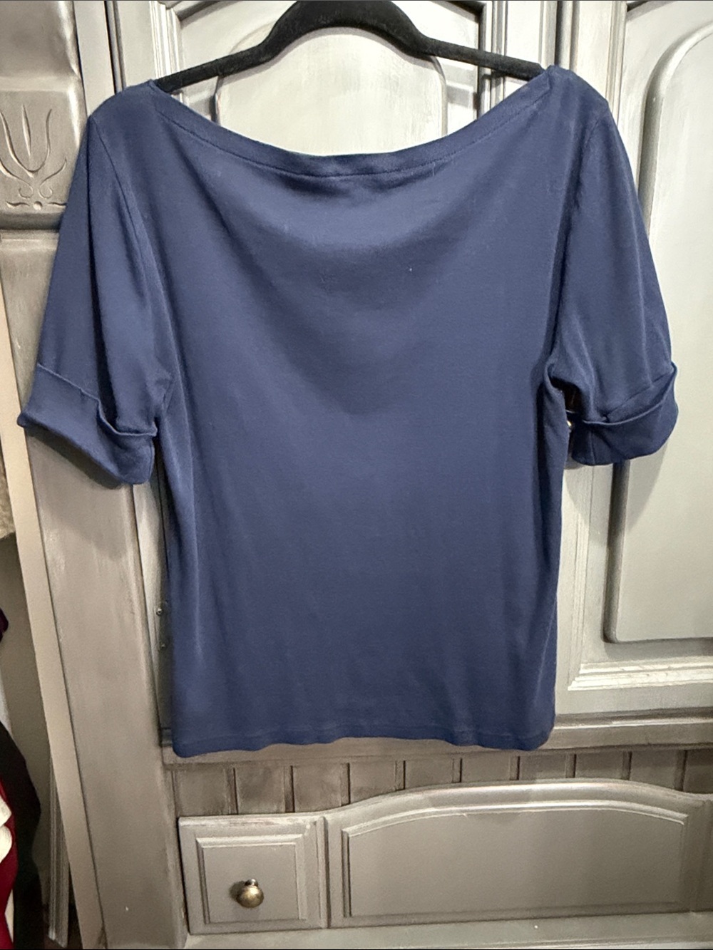 Lauren Ralph Lauren Navy Boatneck Short Sleeve Top - Picture 5 of 6